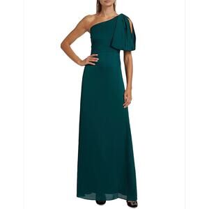 Dress the Population One Shoulder A-Line Evening Gown Green Size Medium Dress